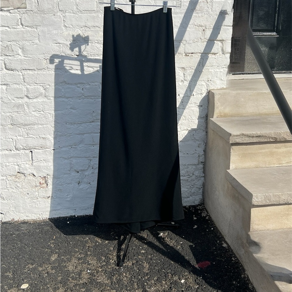 Chanel Lighweight Wool Maxi Skirt- Plain Front with Ruched & Ruffled Back - 36